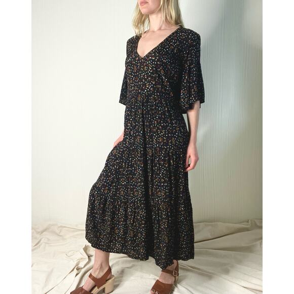 FAITHFULL THE BRAND Melia Black Polka Dot Floral Maxi Dress US XS/S - Picture 4 of 16